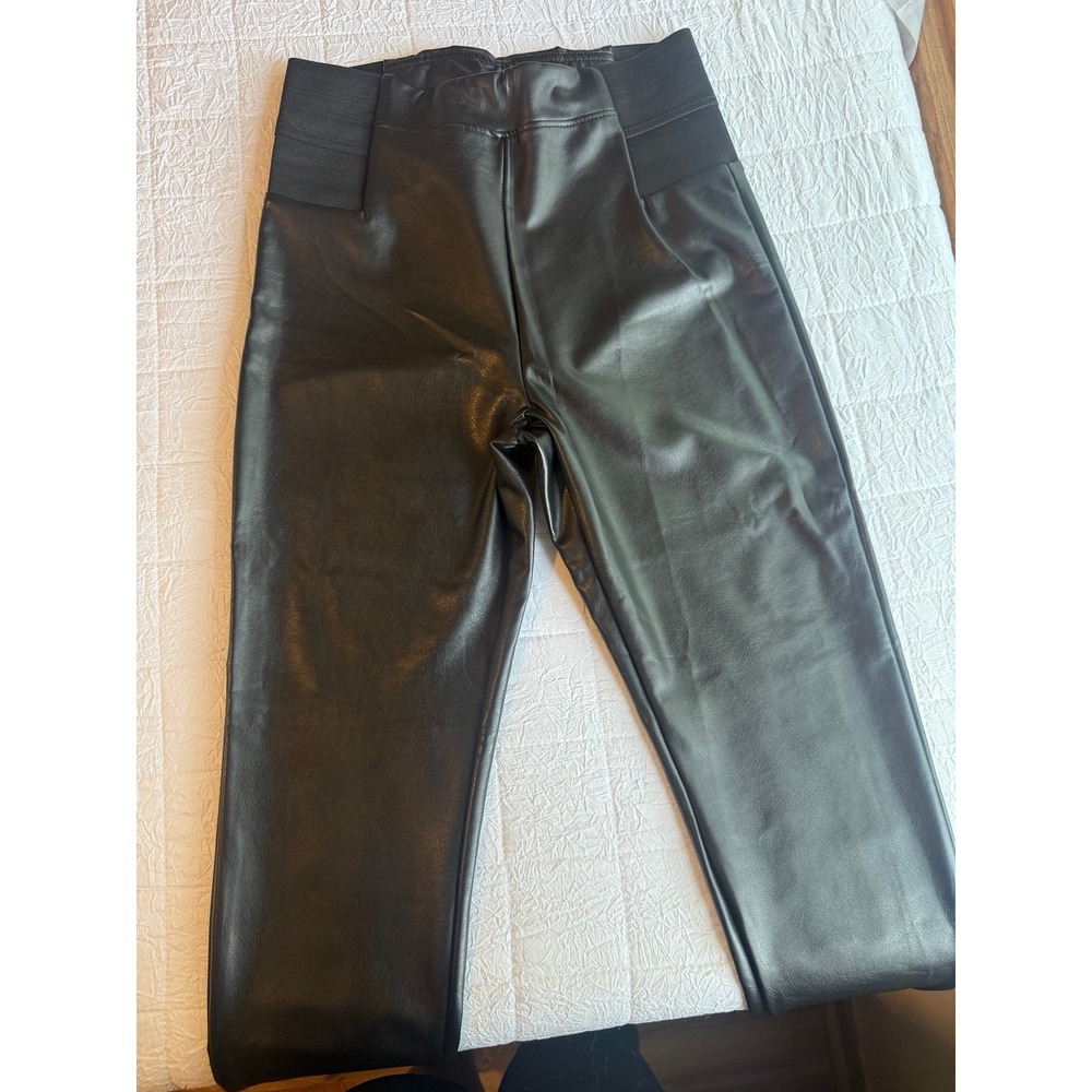 A New Day Womens Black High-Rise Faux Leather Leggings Pull-On Skinny Size M